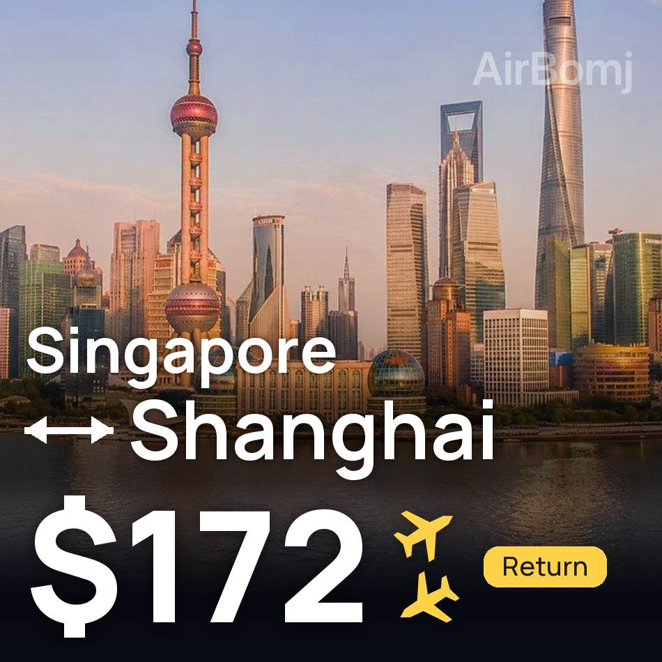Flight ticket: Singapore to Shanghai, $172