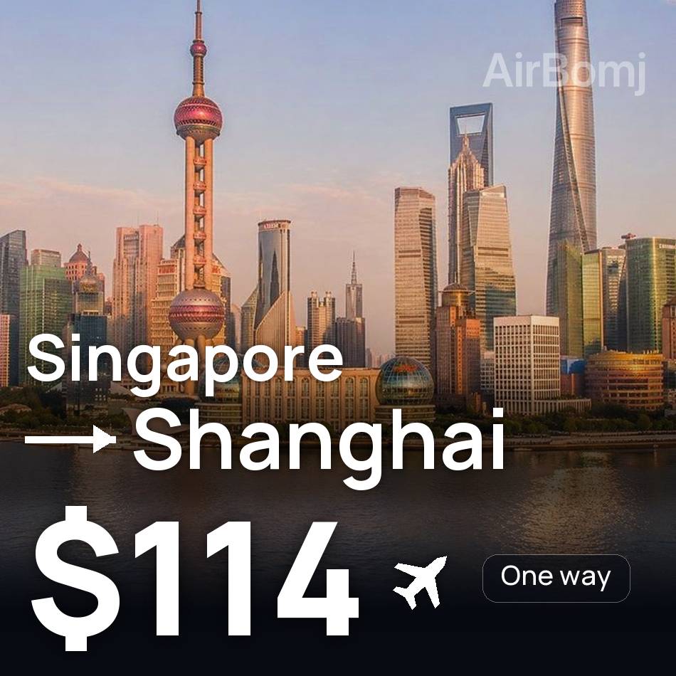 Flight ticket: Singapore to Shanghai, $114