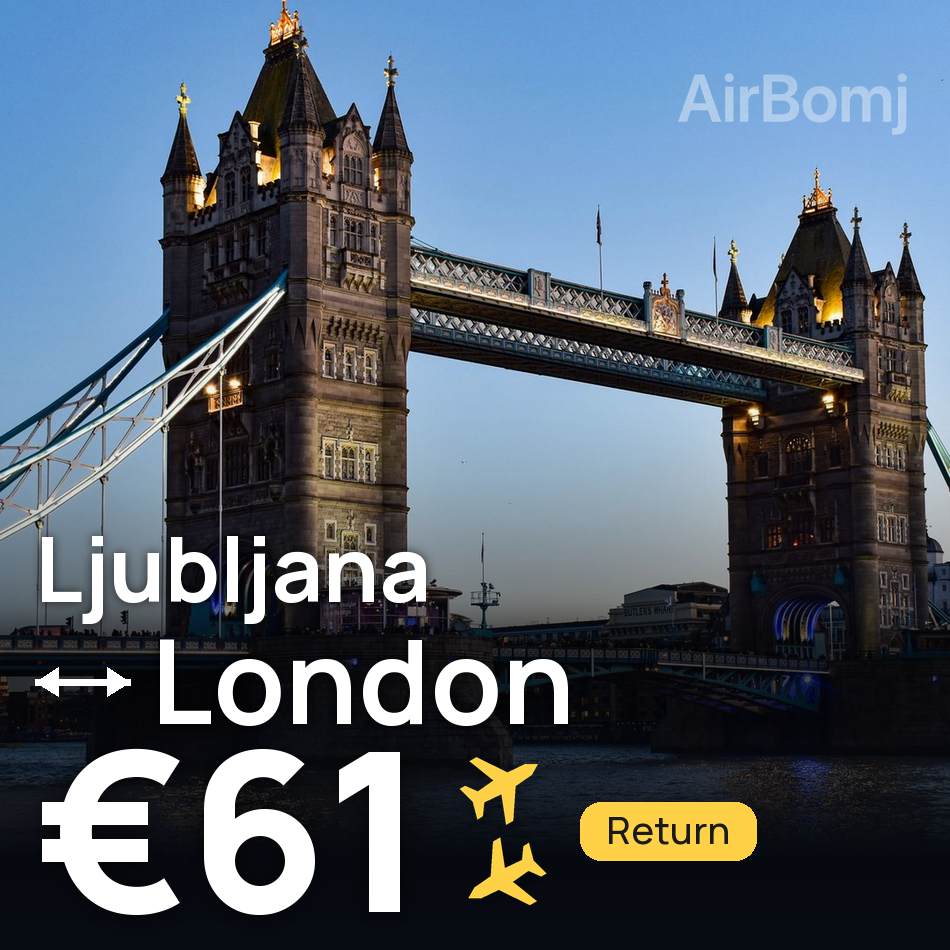 Flight ticket: Ljubljana to London, €61