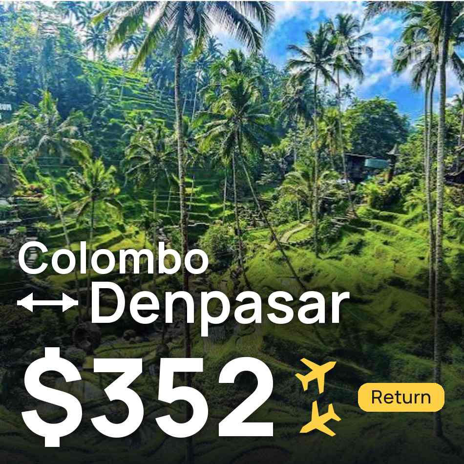 Uçak bileti: Kolombo — Denpasar (Bali), $352