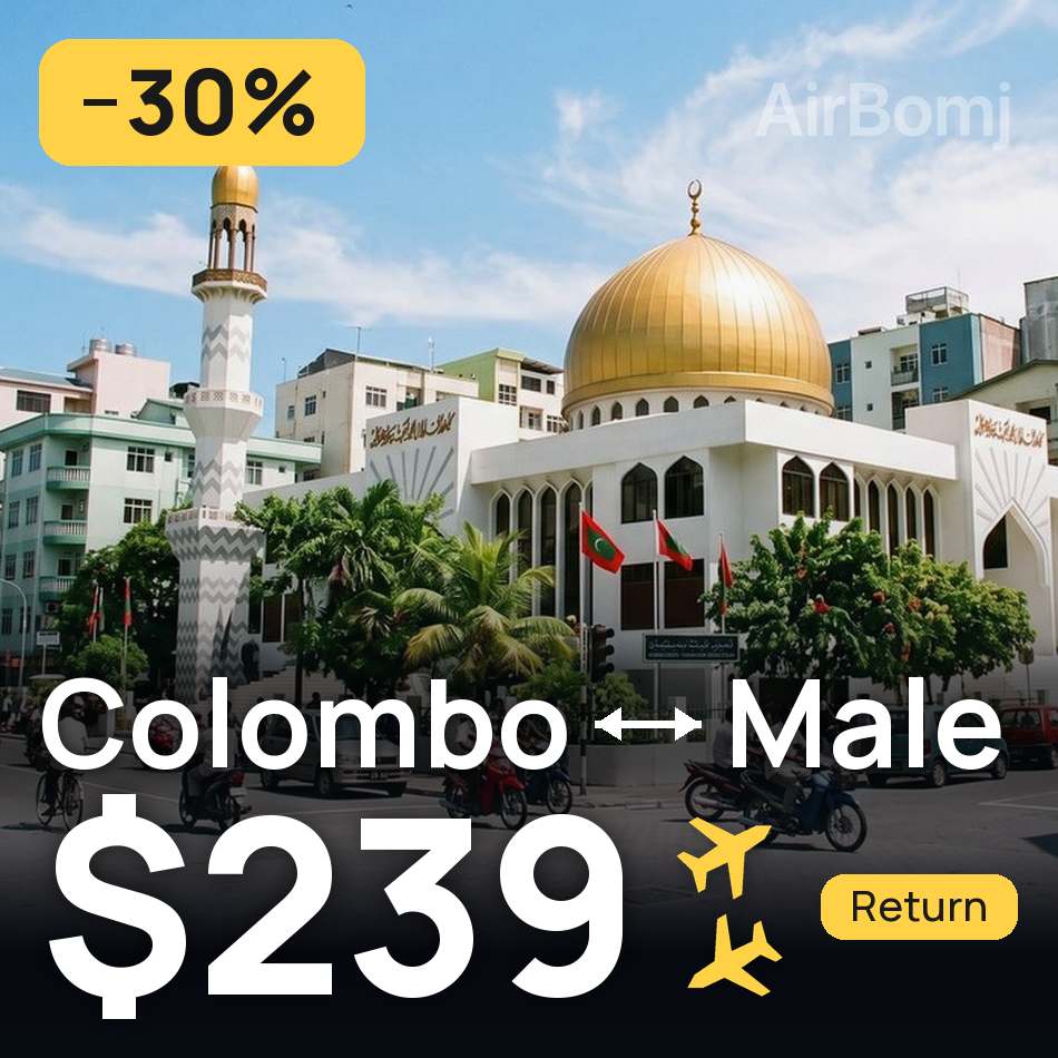Uçak bileti: Kolombo — Malé, $239