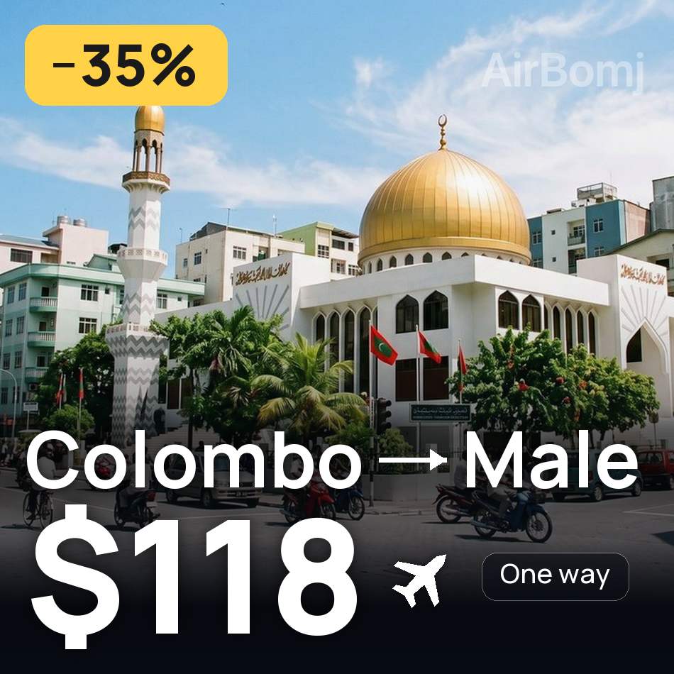 Uçak bileti: Kolombo — Malé, $118