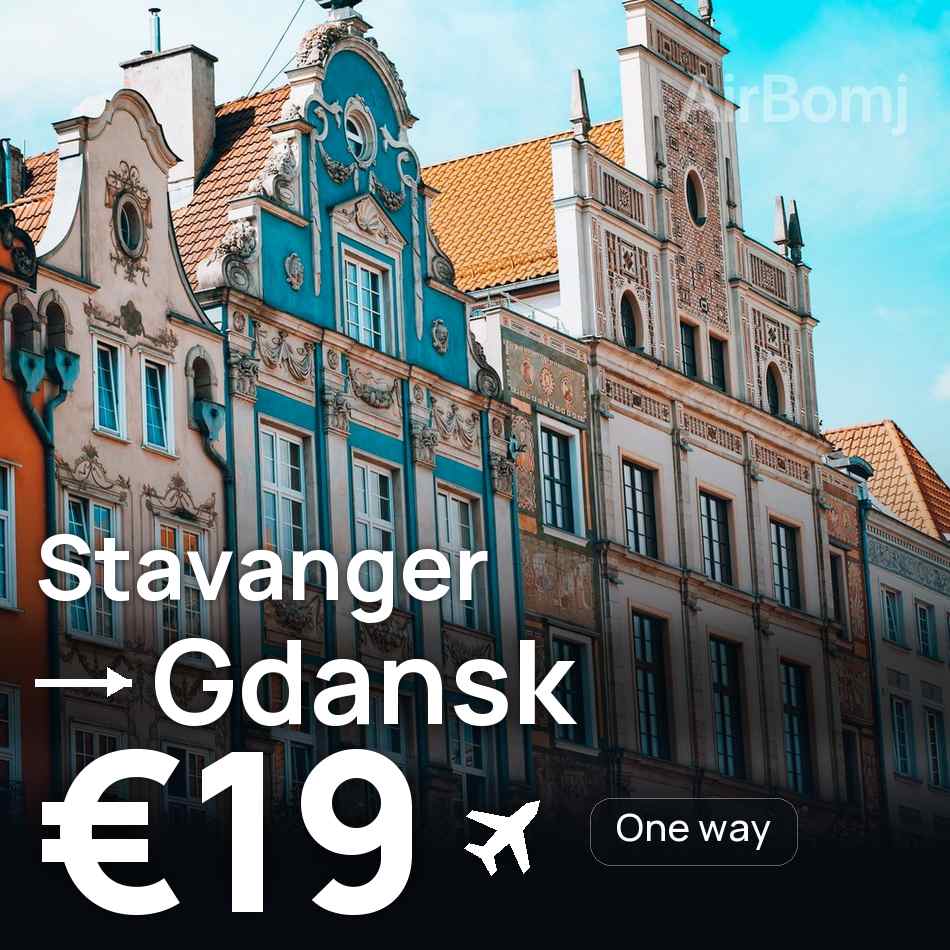 Passagem aérea: Stavanger — Gdansk, €19