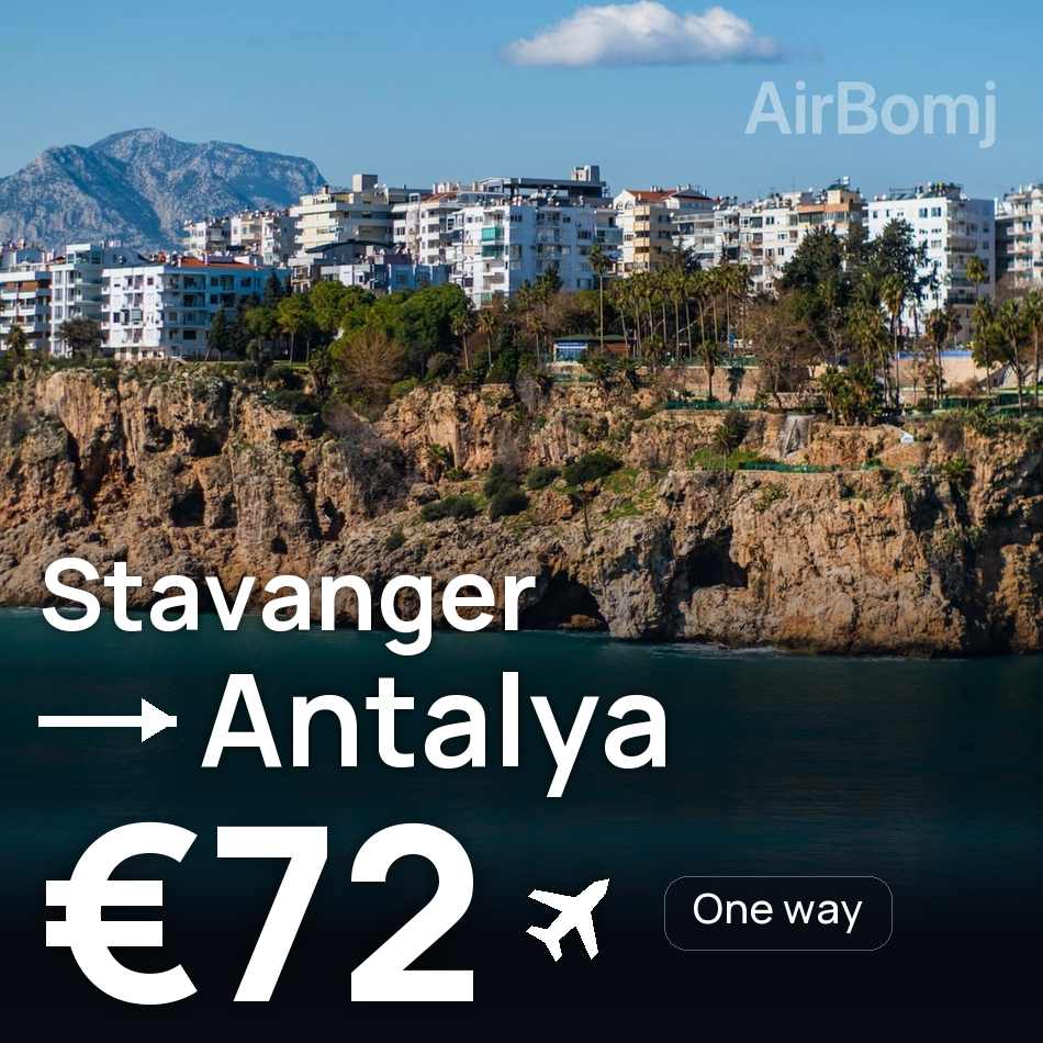 Passagem aérea: Stavanger — Antália, €72