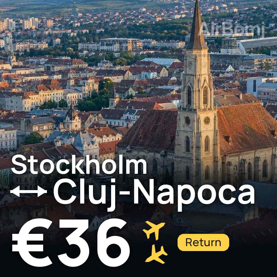 Billet d'avion : Stockholm — Cluj Napoca, €36