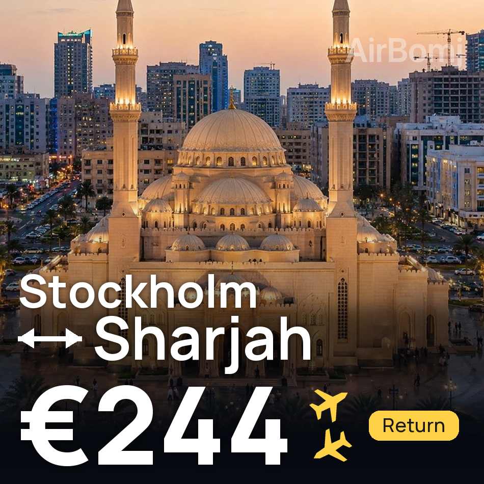 Billet d'avion : Stockholm — Charjah, €244