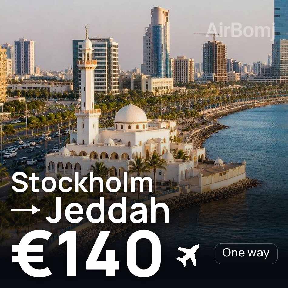 Billet d'avion : Stockholm — Djeddah, €140