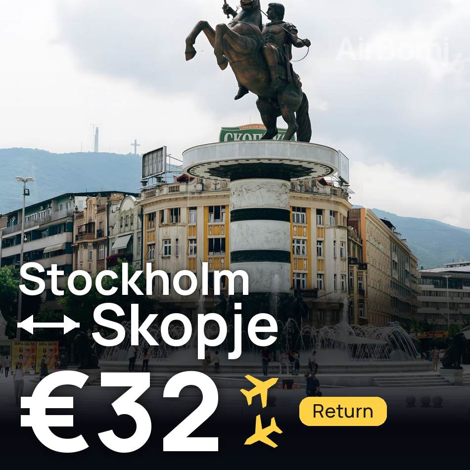 Biglietto aereo: Stoccolma — Skopje, €32