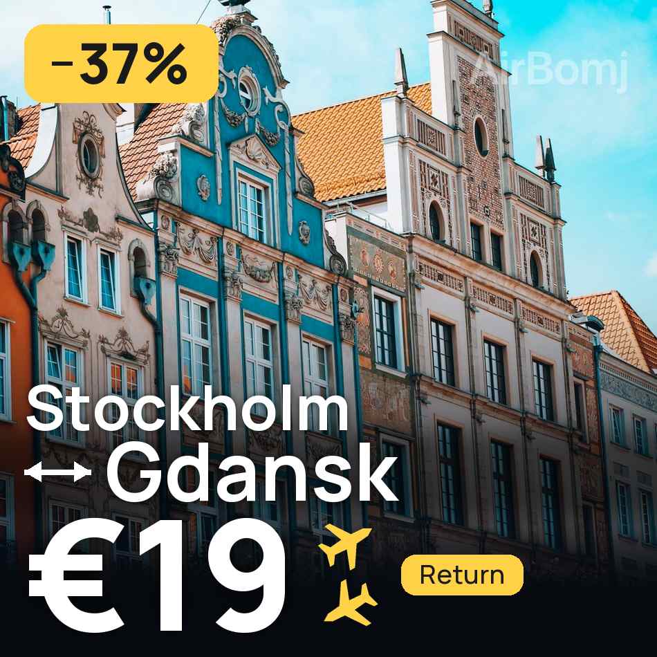 Billet d'avion : Stockholm — Gdańsk, €19