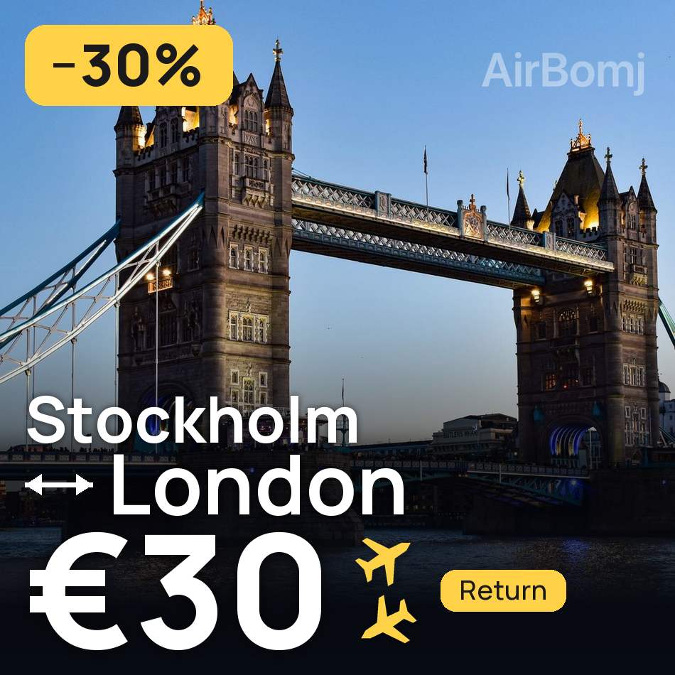 Billet d'avion : Stockholm — Londres, €30