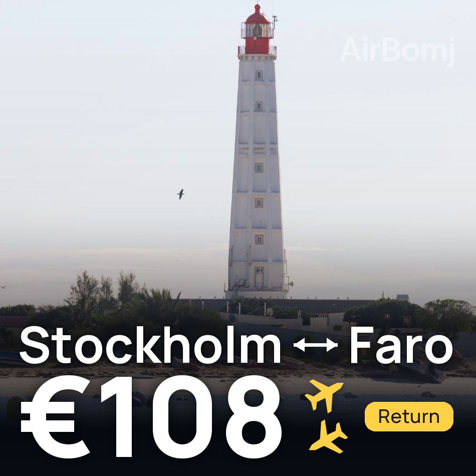 Billet d'avion : Stockholm — Faro, €108