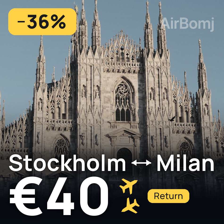 Billet d'avion : Stockholm — Milan, €40