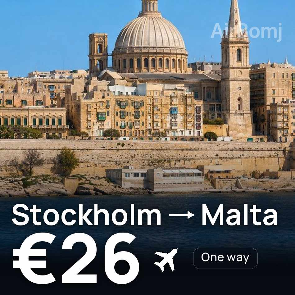 Billet d'avion : Stockholm — Malte, €26