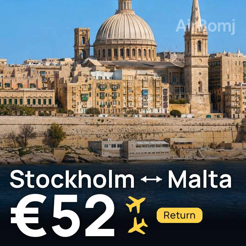Billet d'avion : Stockholm — Malte, €52