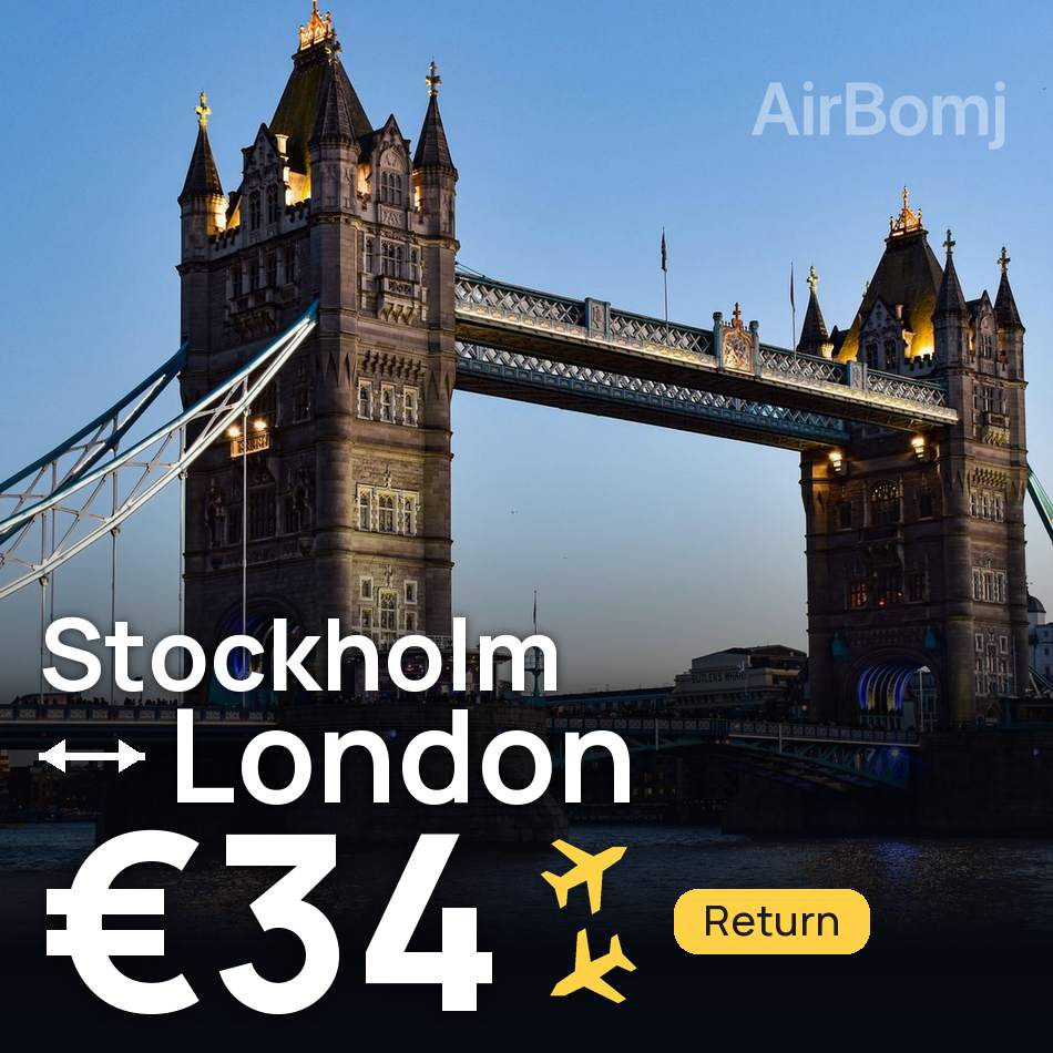 Billet d'avion : Stockholm — Londres, €34