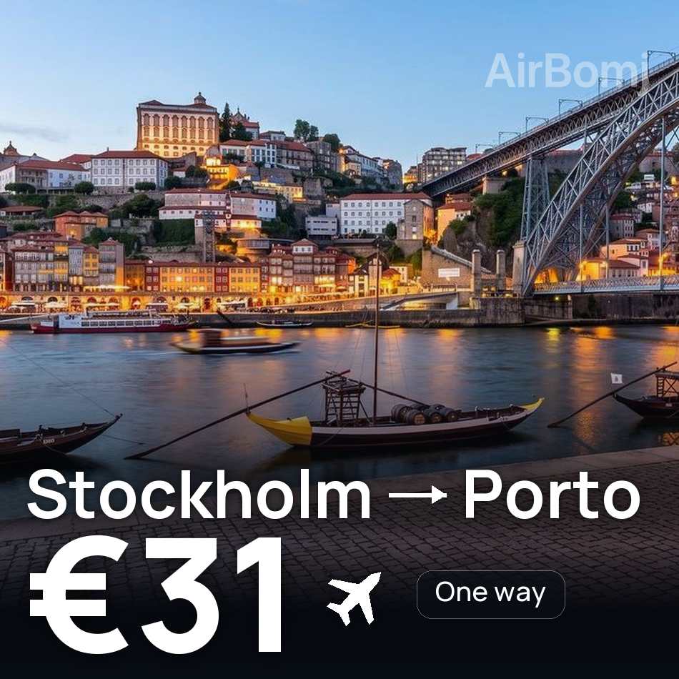 Billet d'avion : Stockholm — Porto, €31