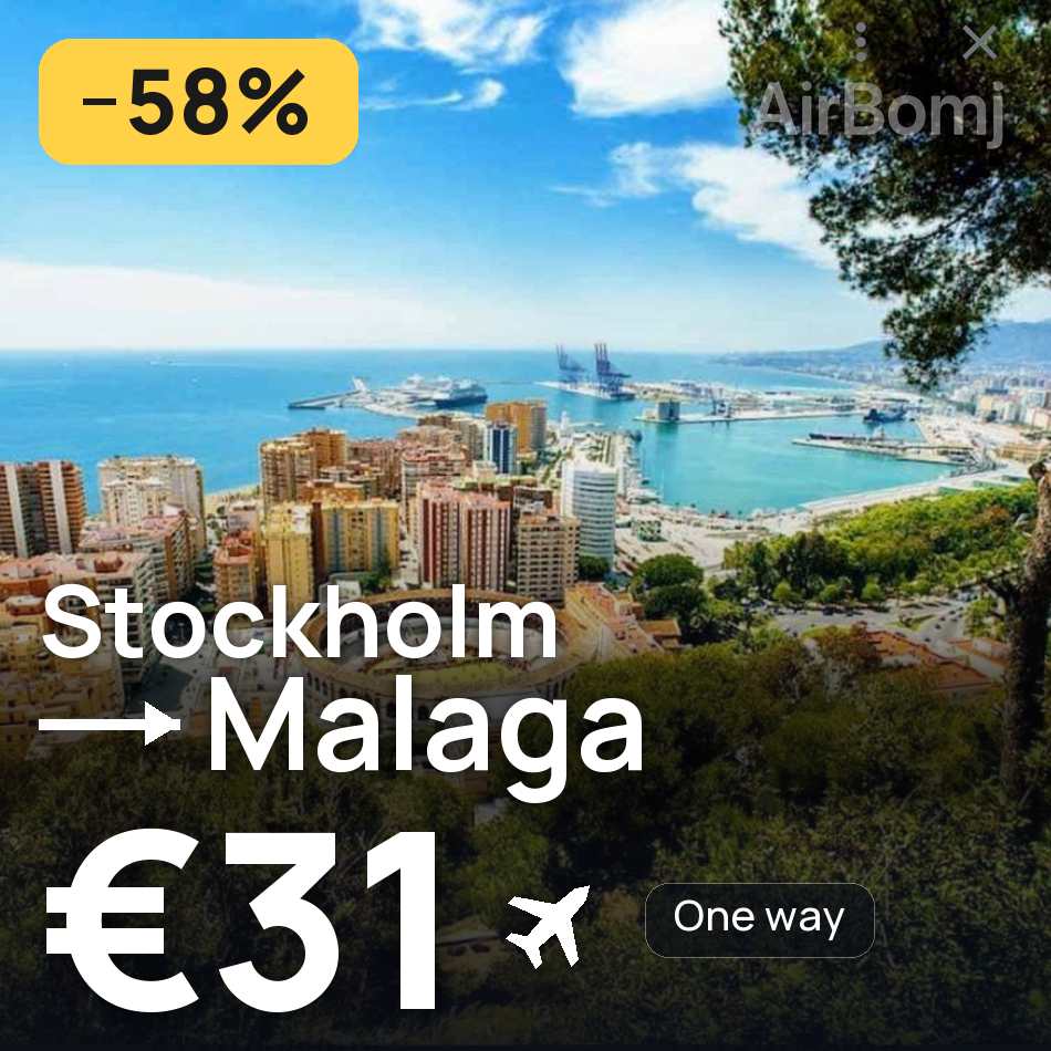 Billet d'avion : Stockholm — Málaga, €31
