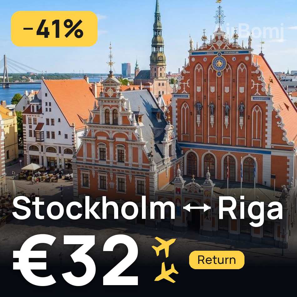 Billet d'avion : Stockholm — Riga, €32