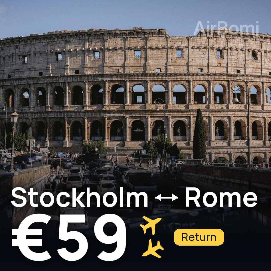 Billet d'avion : Stockholm — Rome, €59