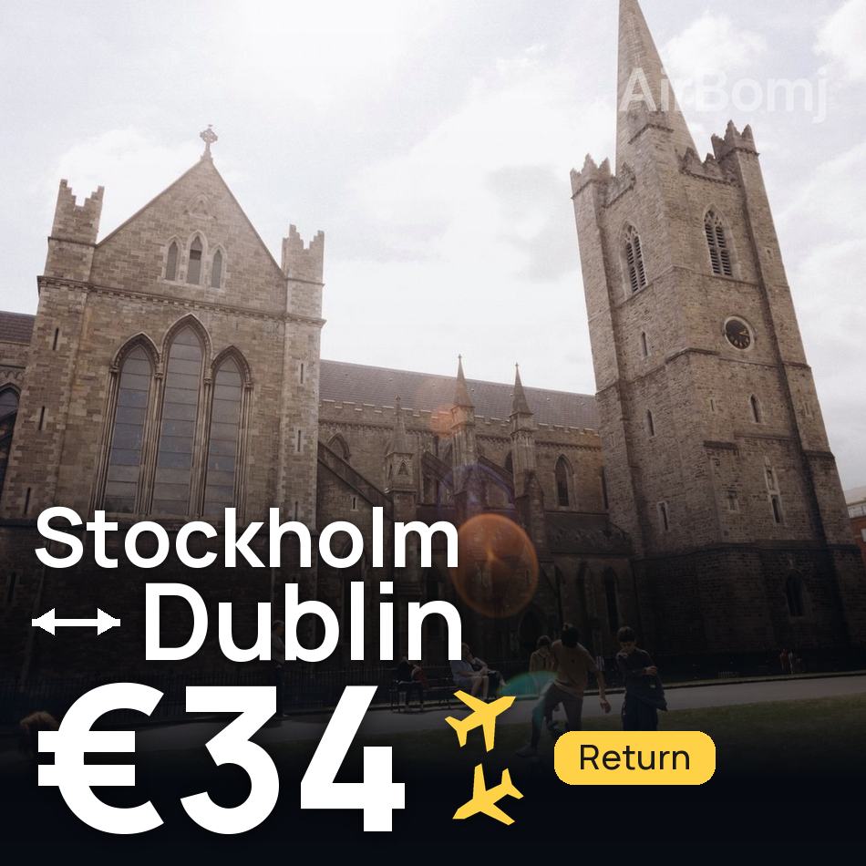 Billet d'avion : Stockholm — Dublin, €34