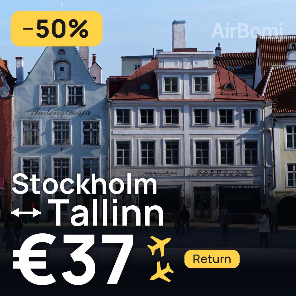 Billet d'avion : Stockholm — Tallinn, €37