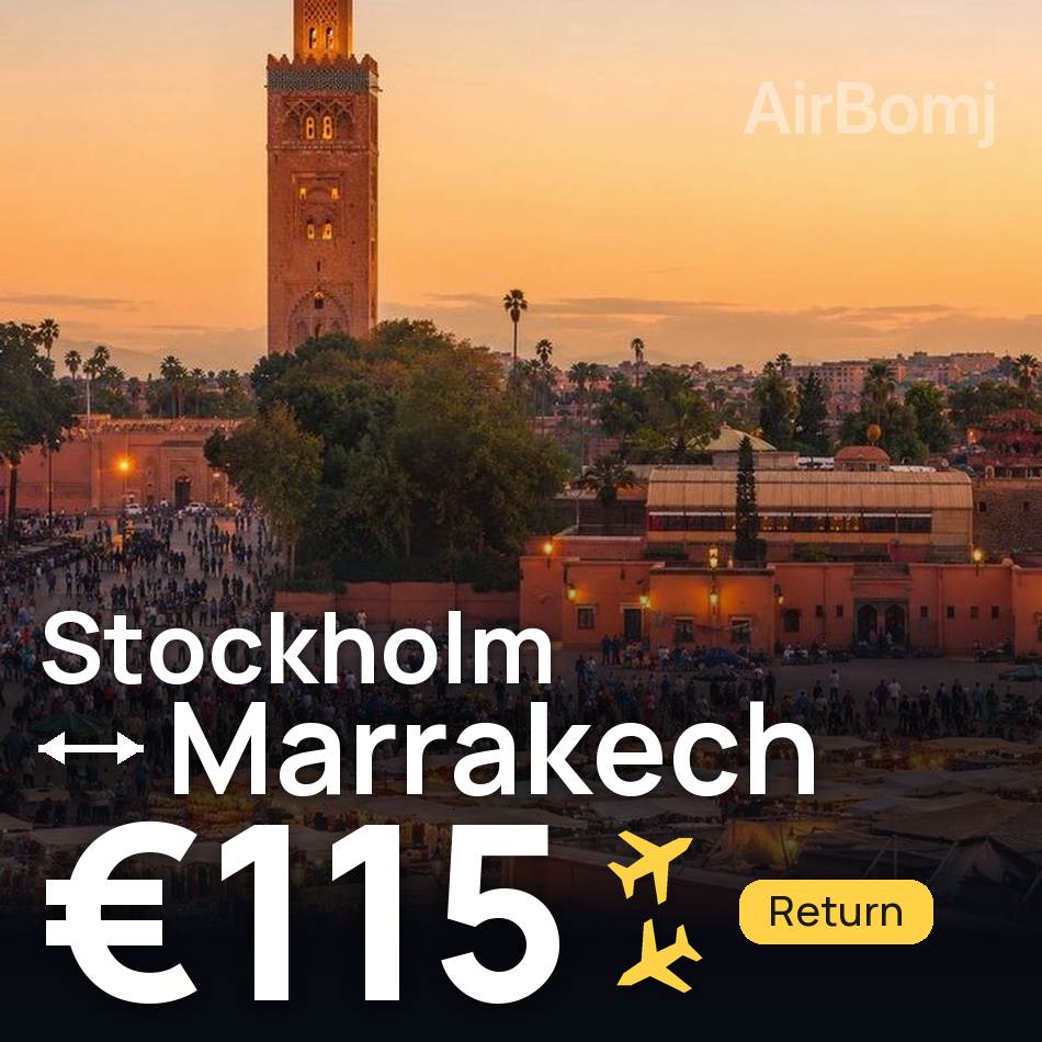 Billet d'avion : Stockholm — Marrakech, €115