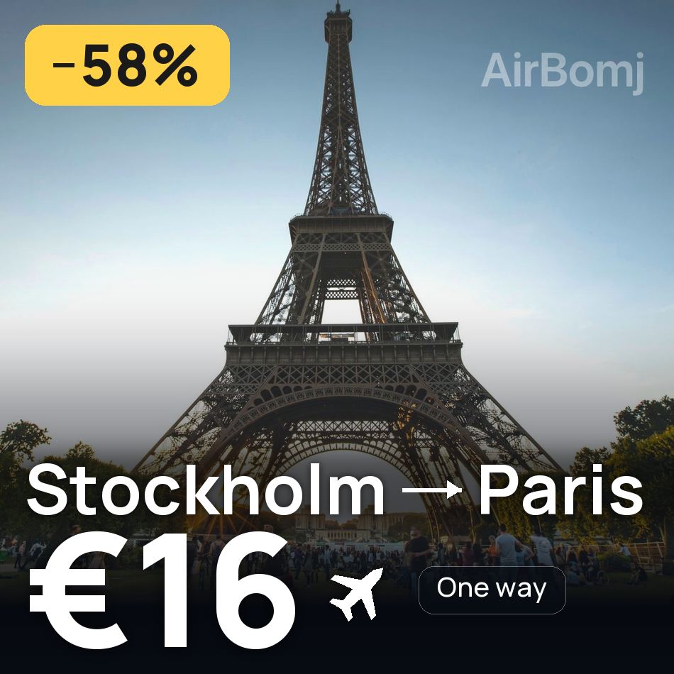 Billet d'avion : Stockholm — Paris, €16