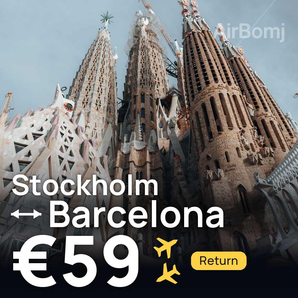 Billet d'avion : Stockholm — Barcelone, €59