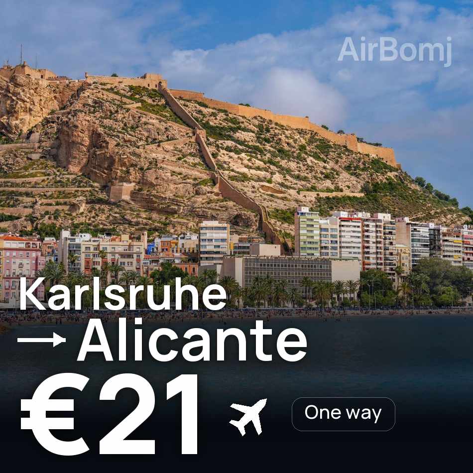Billete de avión: Karlsruhe — Alicante, €21