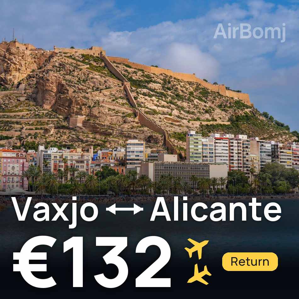 Passagem aérea: Växjö — Alicante, €132
