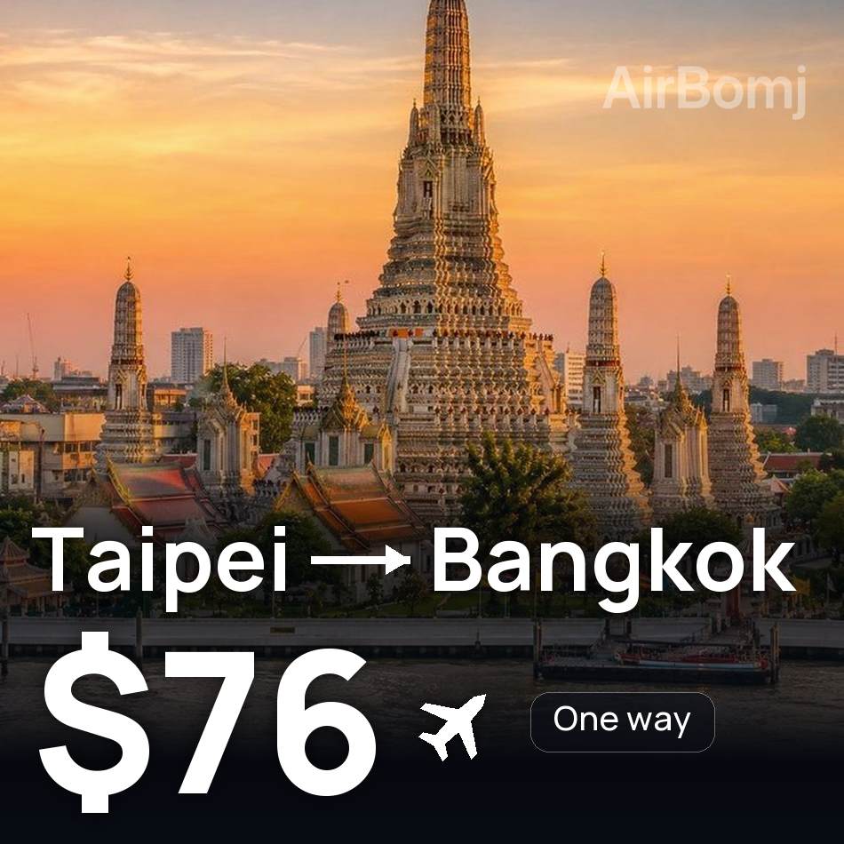 Billet d'avion : Taipei — Bangkok, $76