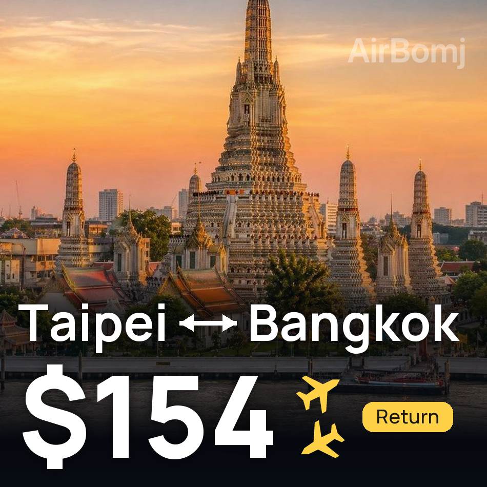 Billet d'avion : Taipei — Bangkok, $154