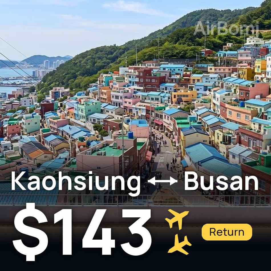Billet d'avion : Kaohsiung — Pusan, $143
