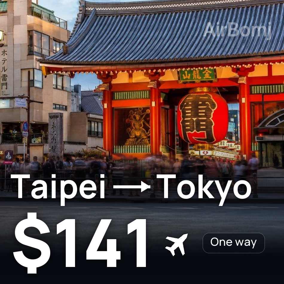 Billet d'avion : Taipei — Tokyo, $141