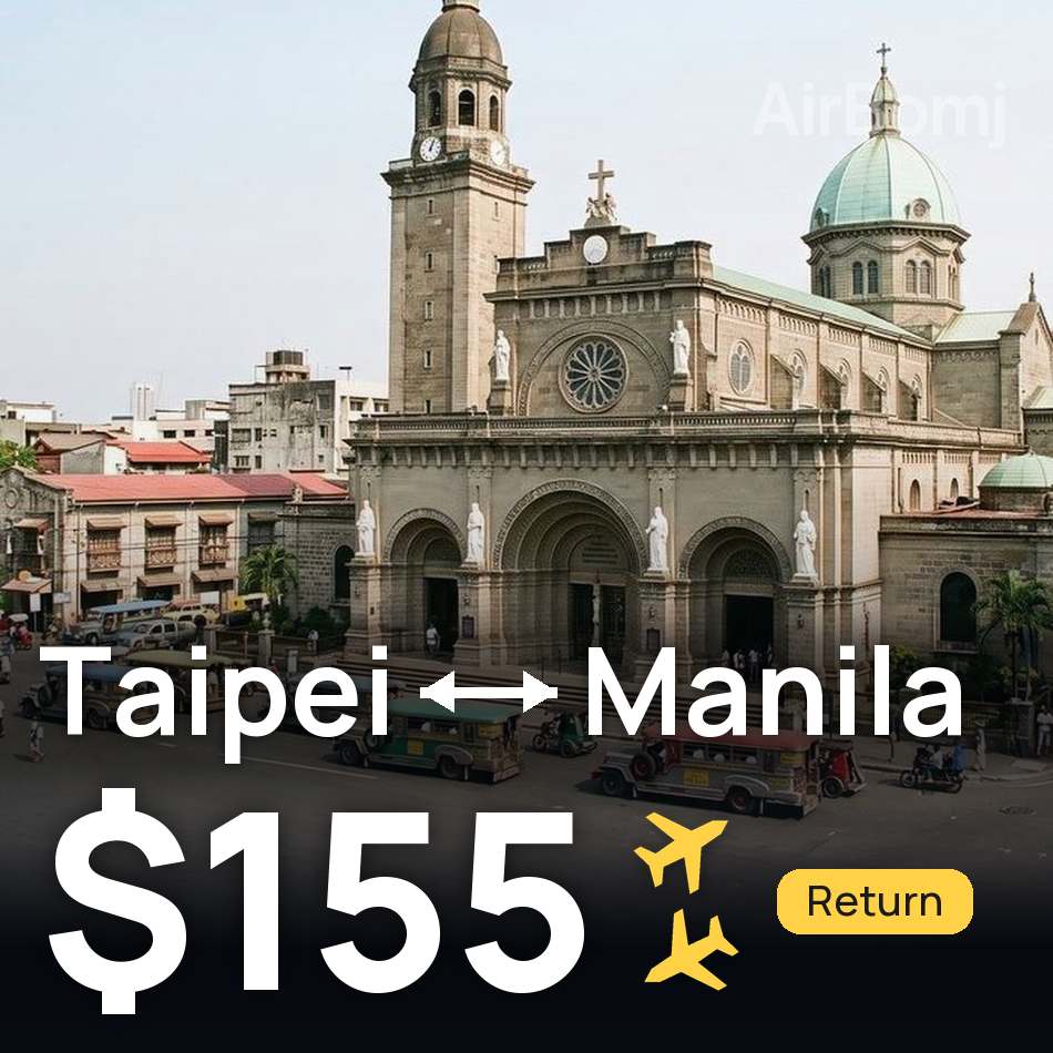 Billet d'avion : Taipei — Manille, $155