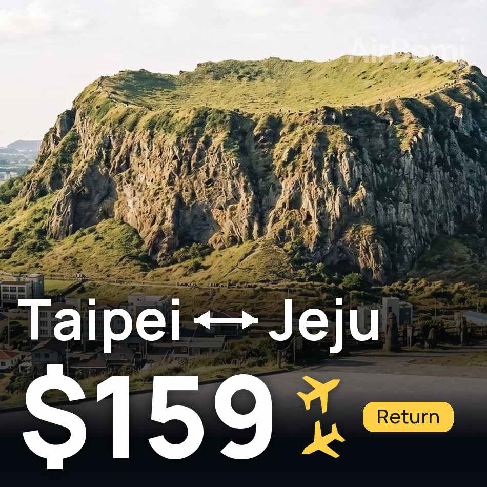 Billet d'avion : Taipei — Cheju, $159