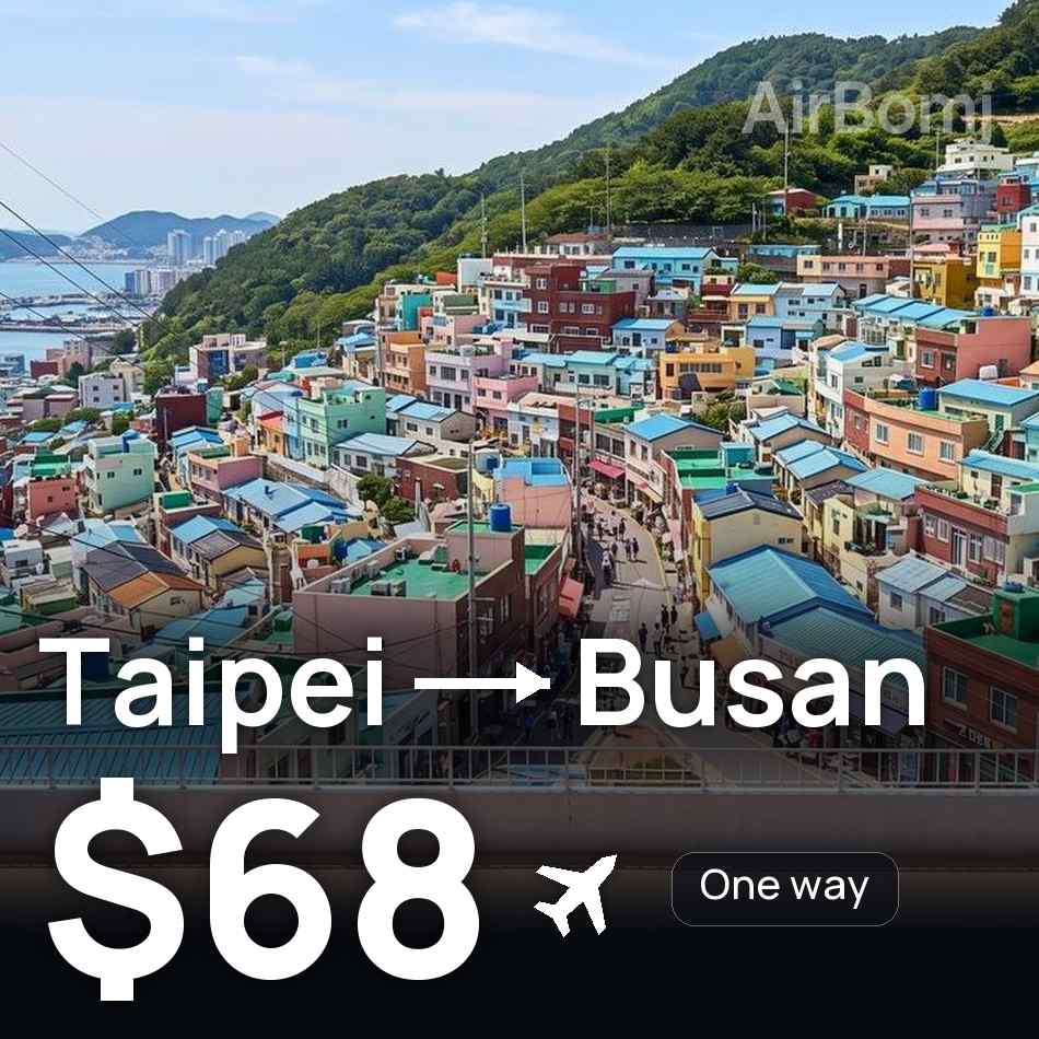 Billet d'avion : Taipei — Pusan, $68