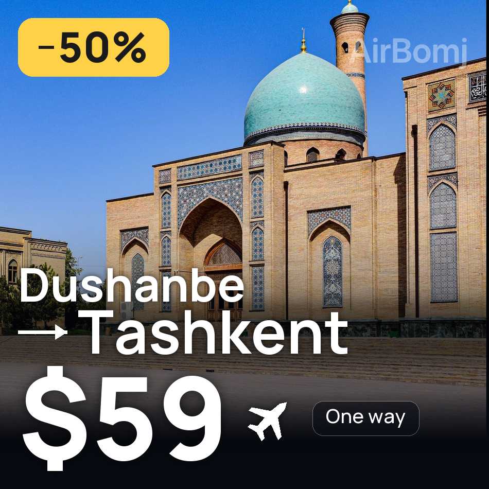 Billet d'avion : Douchanbé — Tachkent, $59