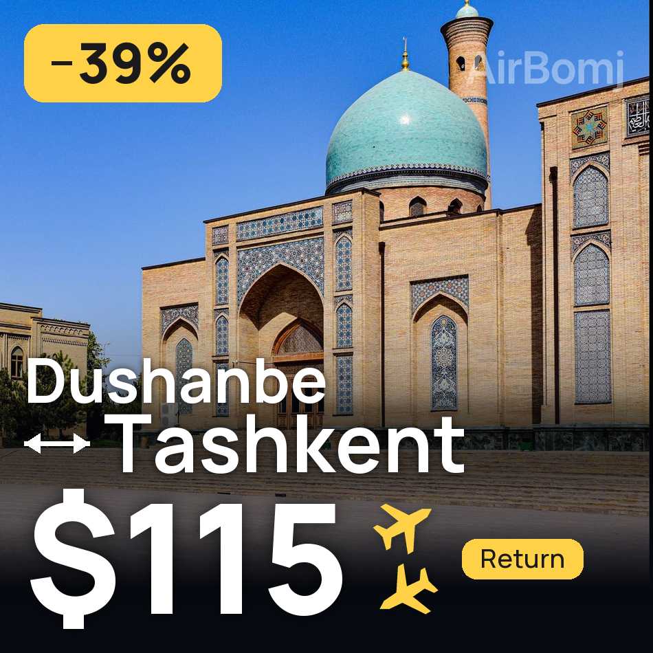 Bilet de avion: Dushanbe — Tashkent, $115