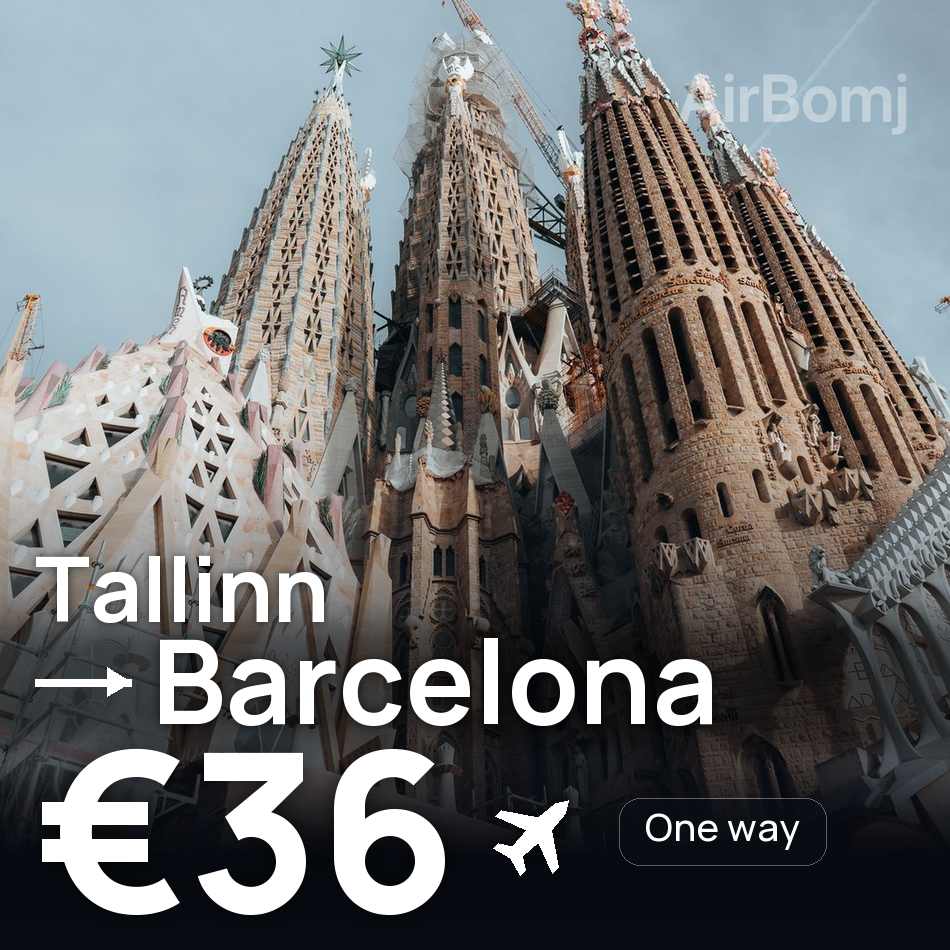 تذكرة طيران: تالين — برشلونة، €36