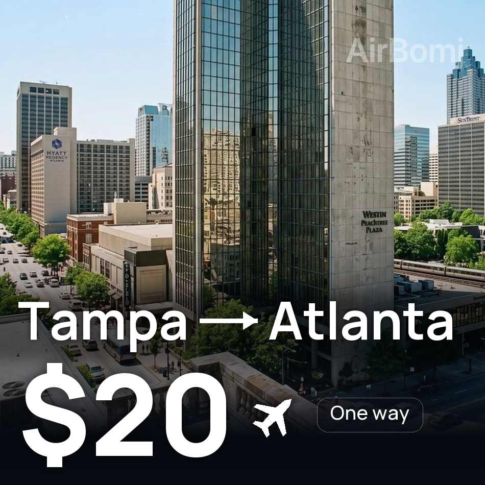 Biglietto aereo: Tampa — Atlanta, $20