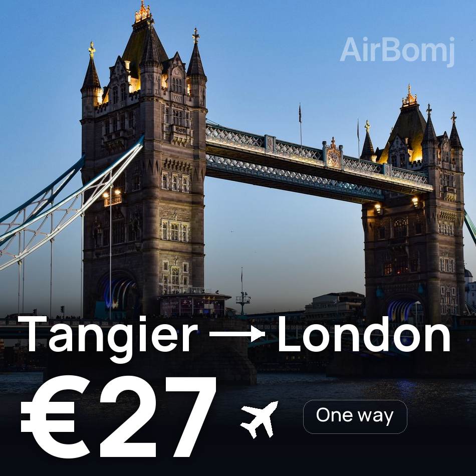 Passagem aérea: Tânger — Londres, €27