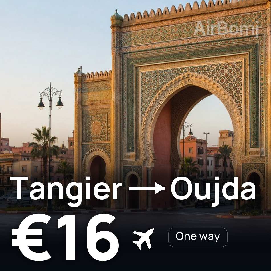 Passagem aérea: Tânger — Oujda, €16
