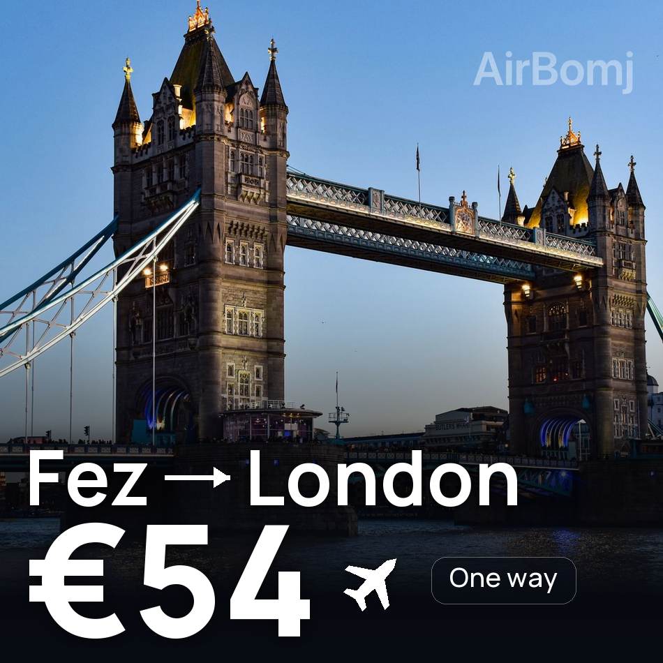 Passagem aérea: Fes — Londres, €54
