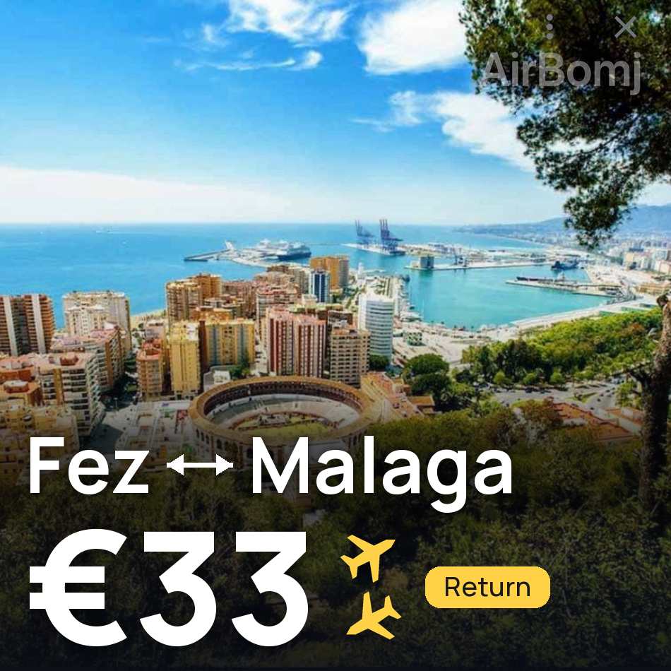 Passagem aérea: Fes — Málaga, €33
