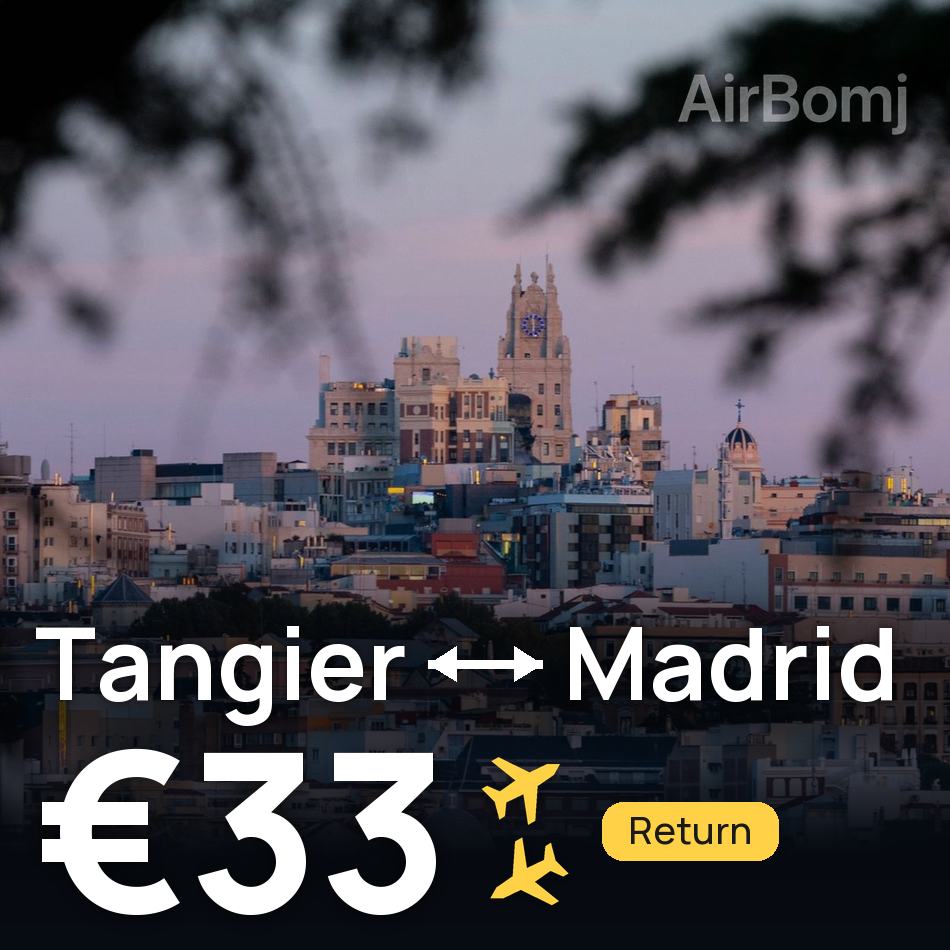 Passagem aérea: Tânger — Madrid, €33