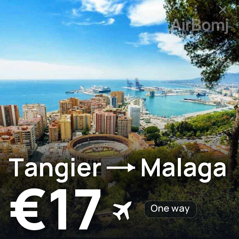 Passagem aérea: Tânger — Málaga, €17