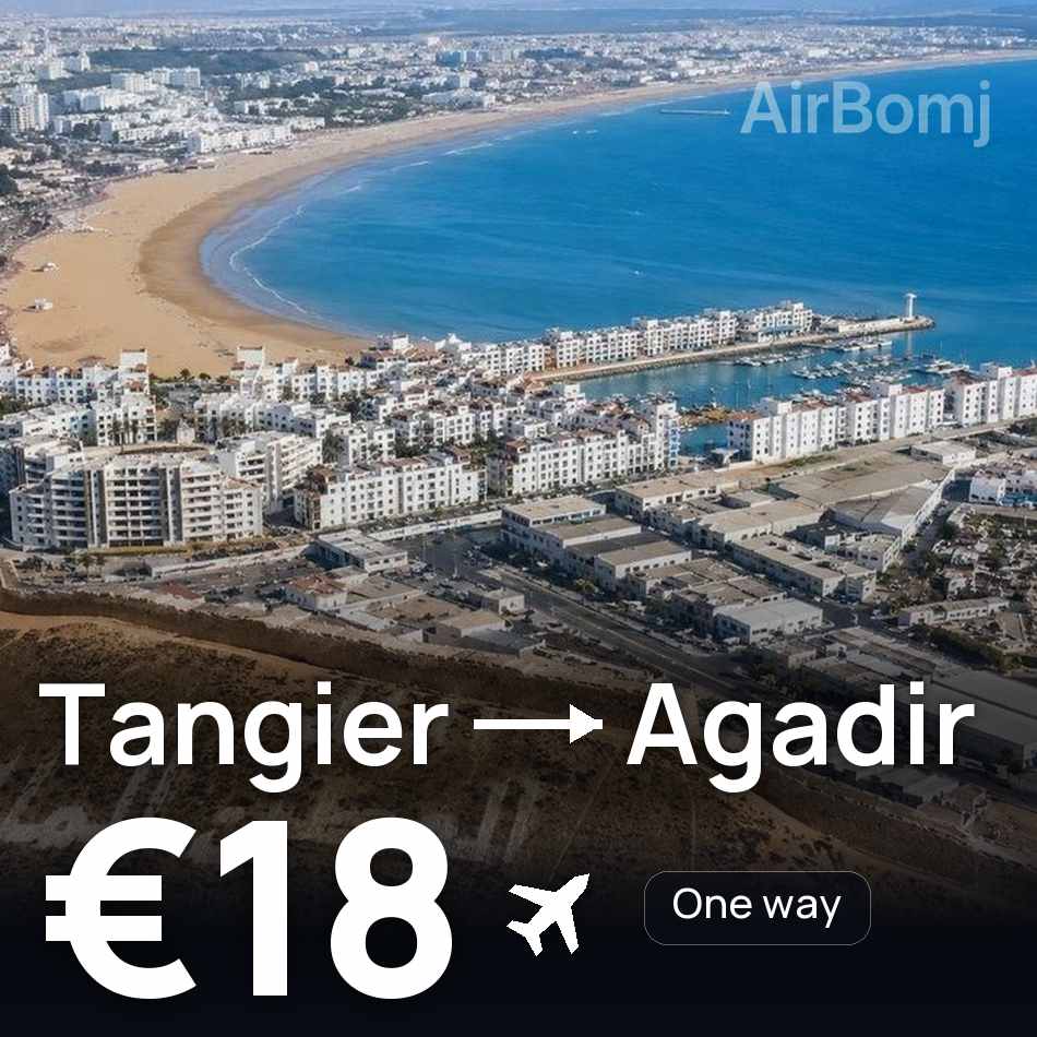 Passagem aérea: Tânger — Agadir, €18