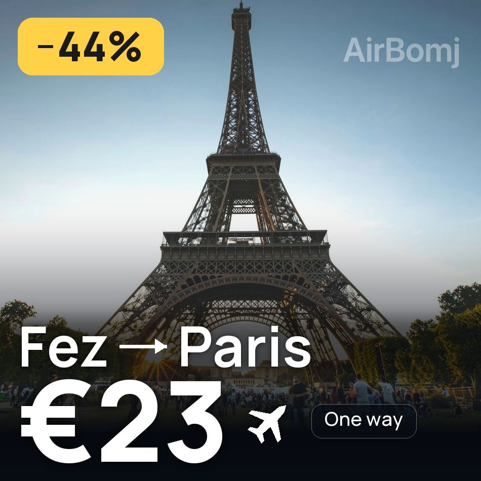 Passagem aérea: Fes — Paris, €23