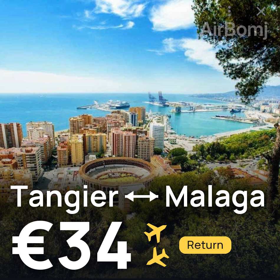 Passagem aérea: Tânger — Málaga, €34